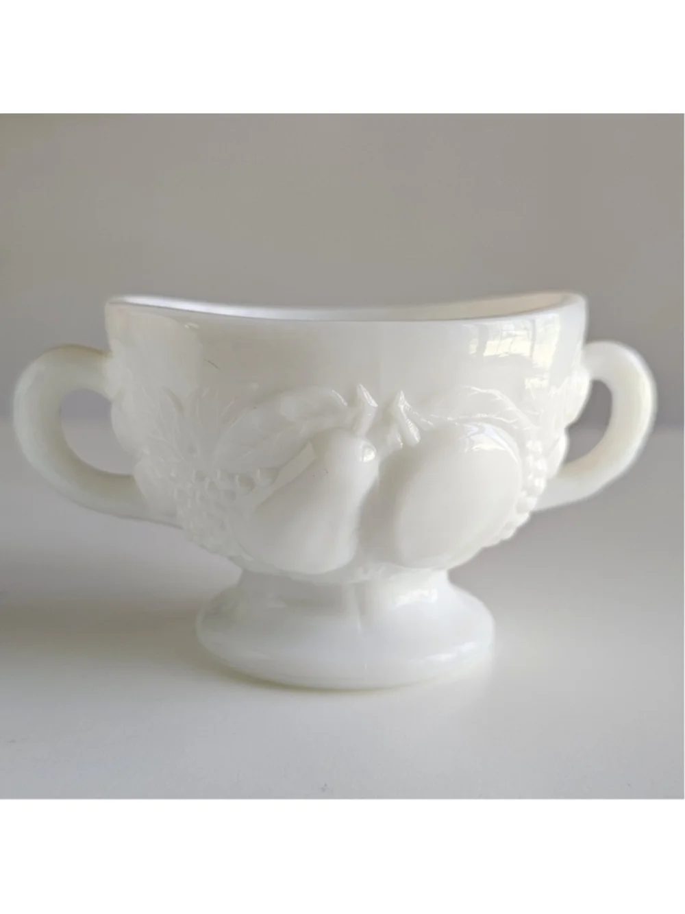 Vintage Westmoreland Milk Glass Harvest Creamer and Sugar Bowl Set MINT